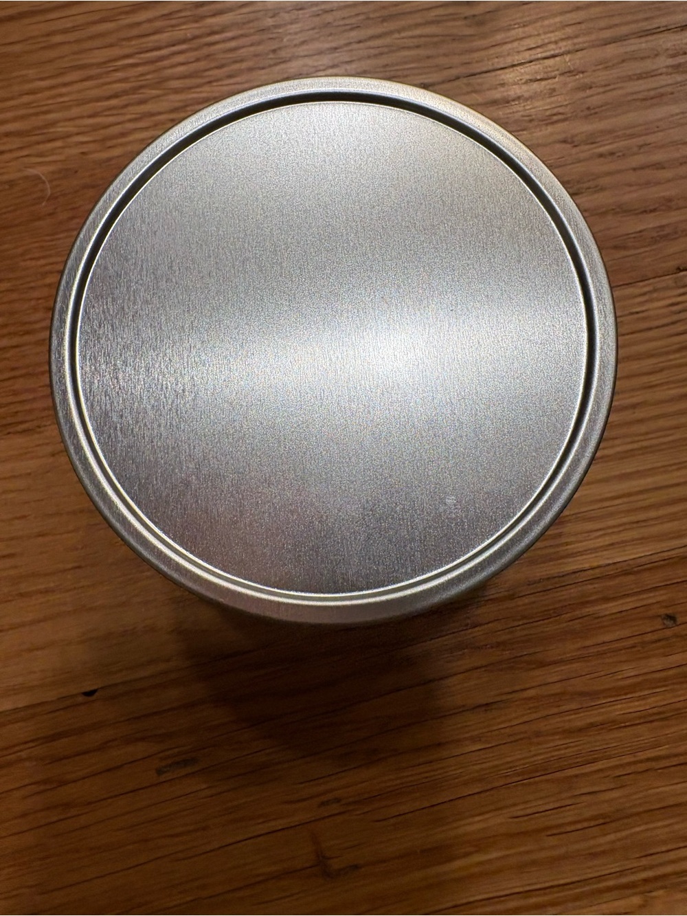 Trader Joe's Honeycrisp Apple Scented Candle - Silver Tin, Red Accent - Picture 3 of 4